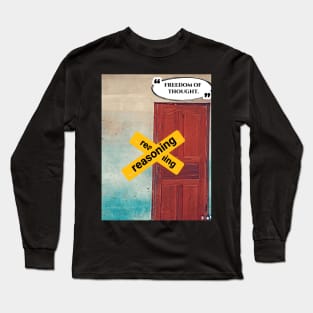 Picture of a door with a place name sign and a restricted area sign attached. Long Sleeve T-Shirt